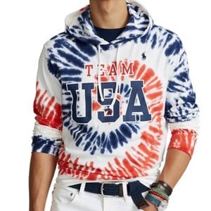 Polo Ralph Lauren TEAM USA Olympic 2020 Red, White & Blue Tie Dye Hoodie